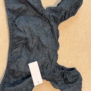 Rachel Parcell Black Eyelet Off-Shoulder Top